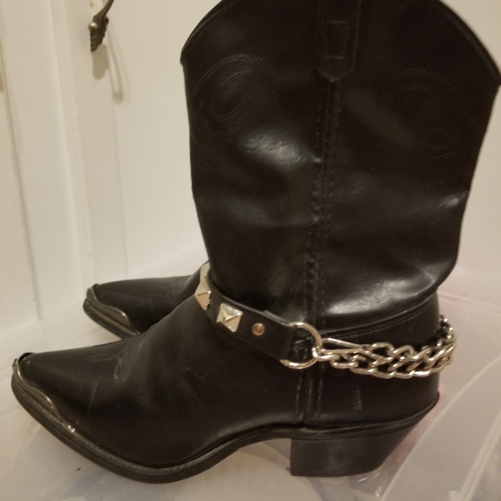 Capezio Western Black Leather toe caps, stud cha